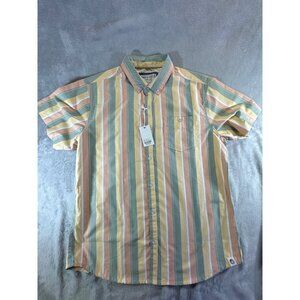 Free Planet X-Large Striped Short Sleeve Button-Up Shirt NWT